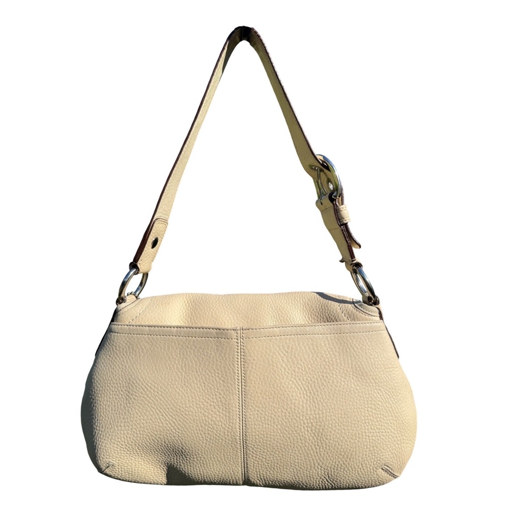 Vintage COACH Soho Pleated Flap Hobo Shoulder Bag, Cream/Ivory Pebbled Leather - Picture 2 of 11